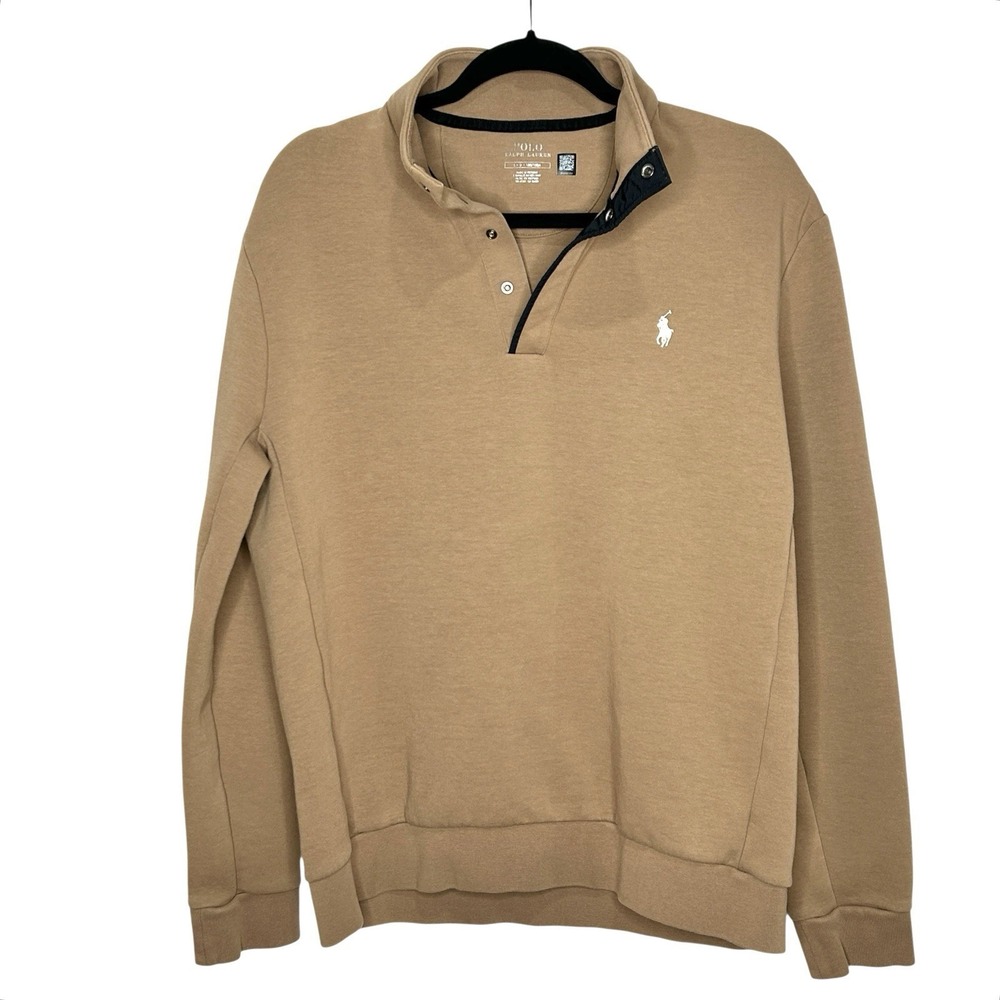 Polo Ralph Lauren 1/4 Zip Pullover Large Golf Activewear Sportswear Travel Beige